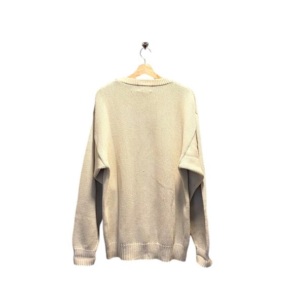 Eddie Bauer Vintage Argyle Pattern Crewneck Sweater Cream Size L Tall 90s Preppy - Picture 8 of 10